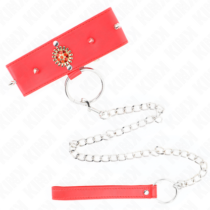 KINK - COLAR DE DIAMANTE VERMELHO COM CINTO 65 CM AJUSTÁVEL 35-51 CM X 7 CM