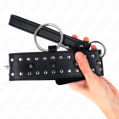 KINK - COLAR COM TRELA 65 CM COM TACHAS PRATADAS MODELO 1 AJUSTÁVEL 36-43 CM X 5 CM