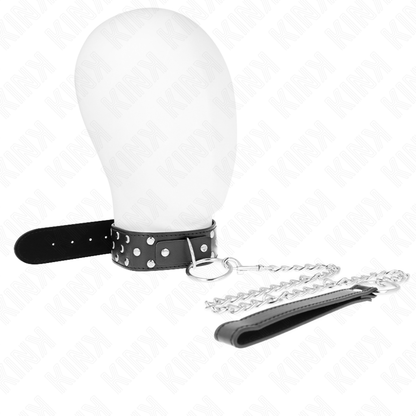 KINK - COLAR COM ALÇA DE REBITE DE ANEL COM CINTO 65 CM PRETO AJUSTÁVEL 36-50 CM X 3,8 CM