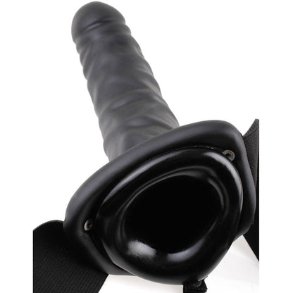 SÉRIE FETISH FANTASY - 19 CM VIBRANTE HOLLOW STRAP-ON PRETO