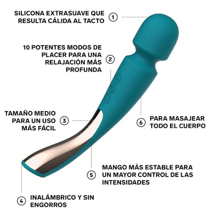 LELO - SMART MEDIUM WAND 2 MASSAGEADOR VERDE ÁGUA