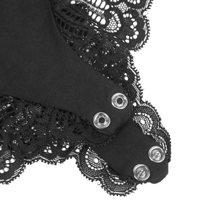 SUBBLIME - BLACK FLORAL LACE DETAIL TEDDY S/M