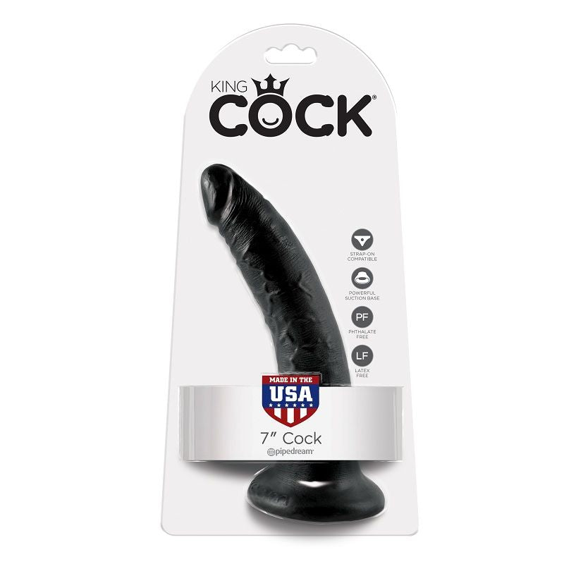 KING COCK - 7 DILDO PRETO 17,8 CM