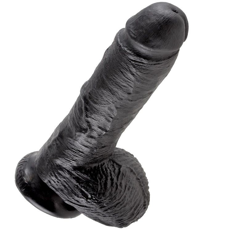 KING COCK - 8 DILDO PRETO COM BOLAS 20,3 CM