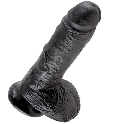 KING COCK - 8 DILDO PRETO COM BOLAS 20,3 CM