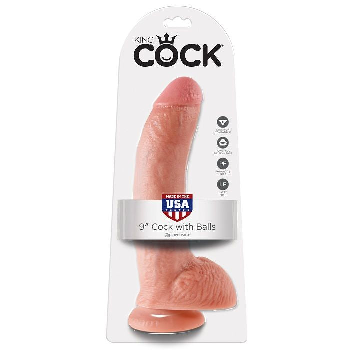 KING COCK - 9 DILDO CARNE COM BOLAS 22,9 CM