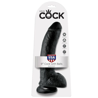 KING COCK - 9 DILDO PRETO COM BOLAS 22,9 CM