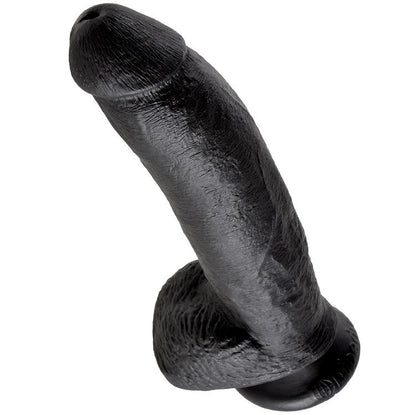 KING COCK - 9 DILDO PRETO COM BOLAS 22,9 CM