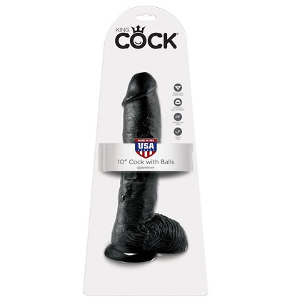 KING COCK - 10 DILDO PRETO COM BOLAS 25,4 CM