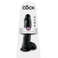 KING COCK - 10 DILDO PRETO COM BOLAS 25,4 CM