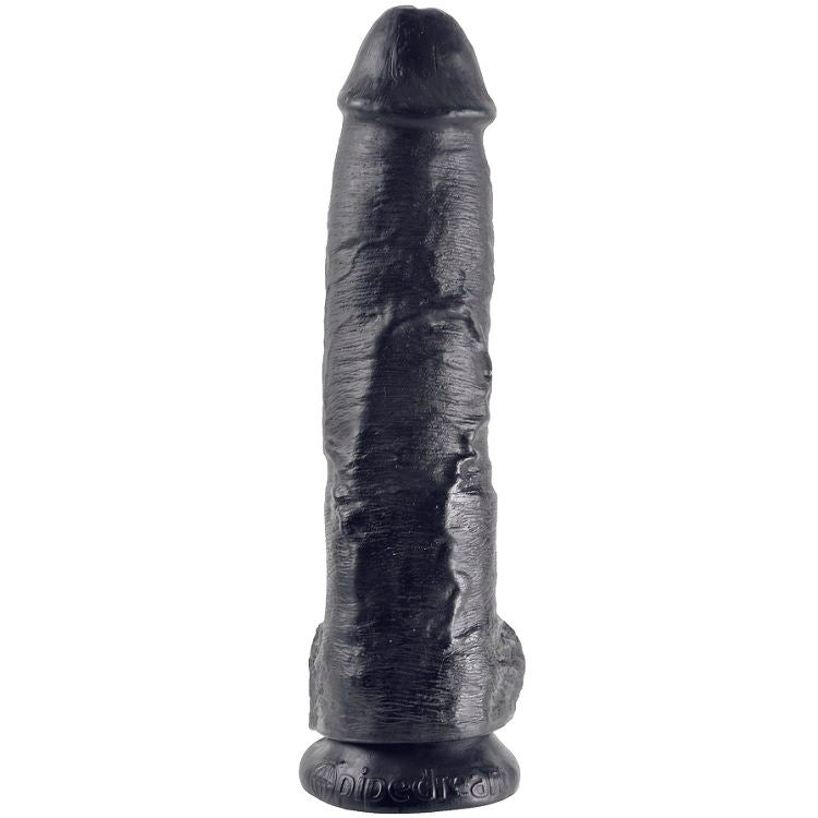 KING COCK - 10 DILDO PRETO COM BOLAS 25,4 CM
