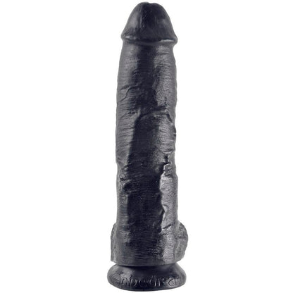 KING COCK - 10 DILDO PRETO COM BOLAS 25,4 CM