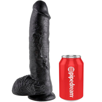 KING COCK - 10 DILDO PRETO COM BOLAS 25,4 CM