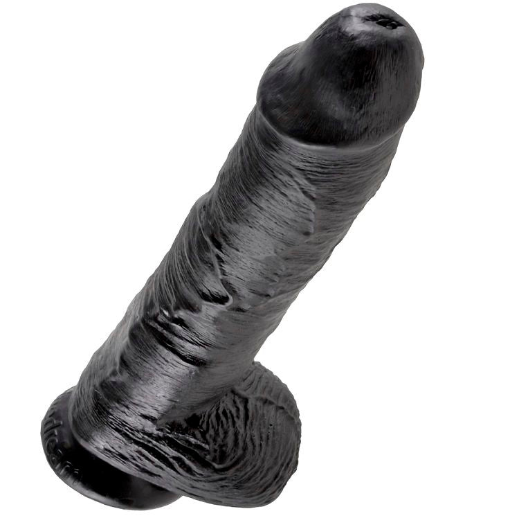 KING COCK - 10 DILDO PRETO COM BOLAS 25,4 CM
