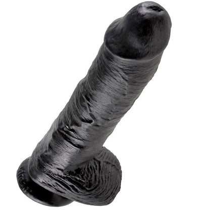KING COCK - 10 DILDO PRETO COM BOLAS 25,4 CM