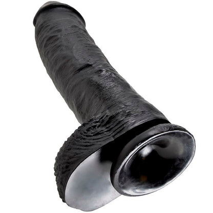 KING COCK - 10 DILDO PRETO COM BOLAS 25,4 CM