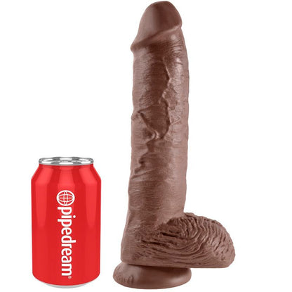 KING COCK - 10 DILDO MARROM COM BOLAS 25,4 CM