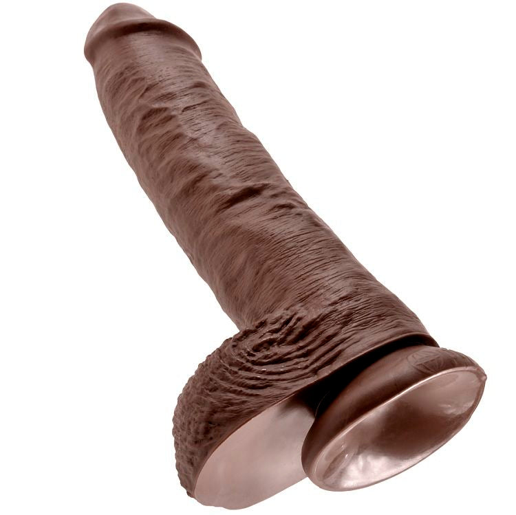 KING COCK - 10 DILDO MARROM COM BOLAS 25,4 CM