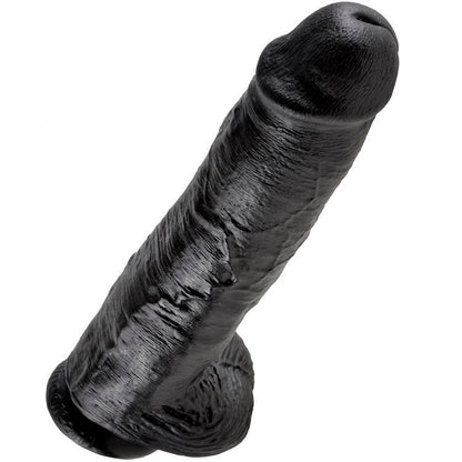 KING COCK - 11 DILDO PRETO COM BOLAS 28 CM