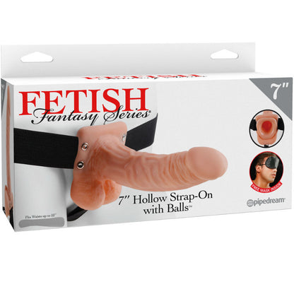 SÉRIE FETISH FANTASY - SÉRIE 7 STRAP-ON OCO COM BOLAS 17,8CM CARNE