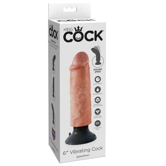 KING COCK - 15,24 CM VIBRADOR PAU CARNE
