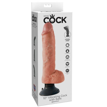 KING COCK - 25,5 CM GALO VIBRANTE COM BOLAS DE CARNE