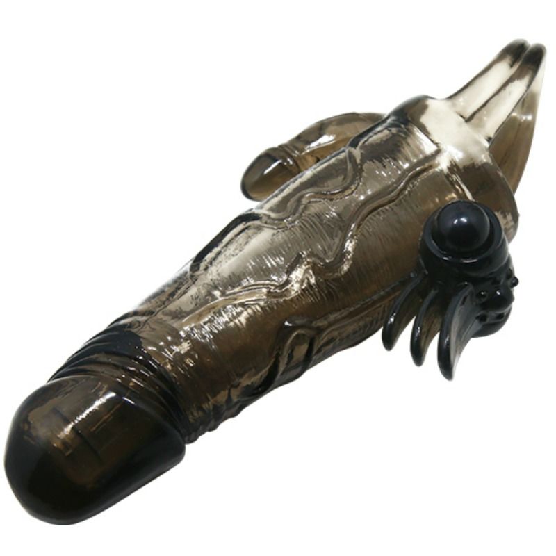 BAILE - BRAVE MAN PENISABDECKUNG MIT KLITORIS- UND ANALSTIMULATION DOPPELKUGEL SCHWARZ 16,5 CM