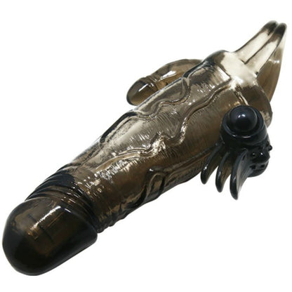 BAILE - BRAVE MAN PENISABDECKUNG MIT KLITORIS- UND ANALSTIMULATION DOPPELKUGEL SCHWARZ 16,5 CM