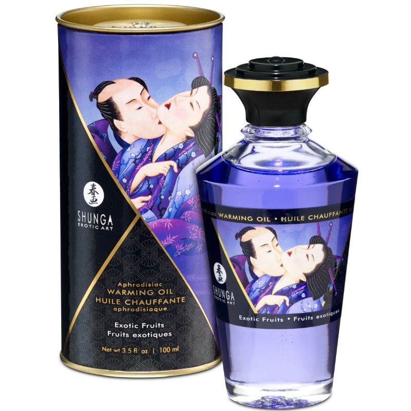SHUNGA - ÓLEO DE MASSAGEM COM EFEITO DE CALOR SABOR FRUTAS EXÓTICAS 100 ML