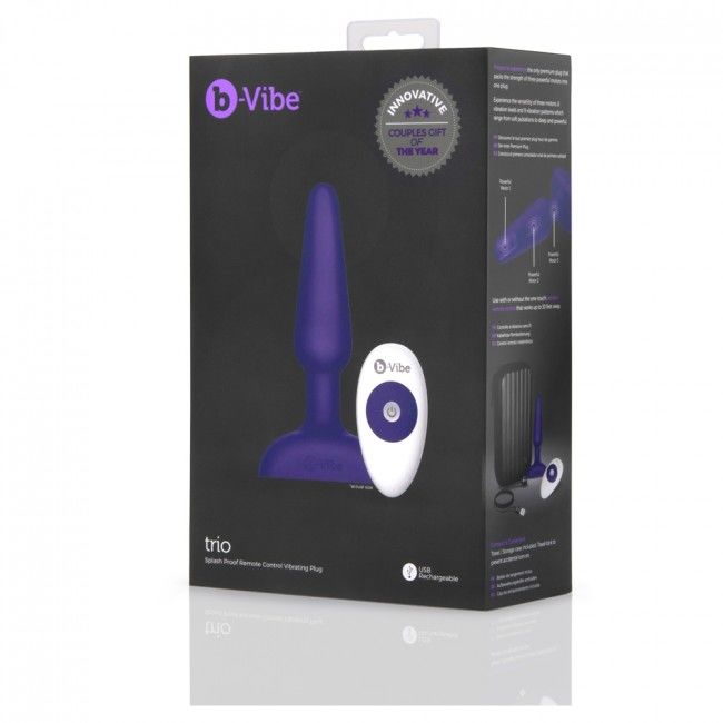 B-VIBE - TRIO CONTROLE REMOTO PLUG ANAL LILAC