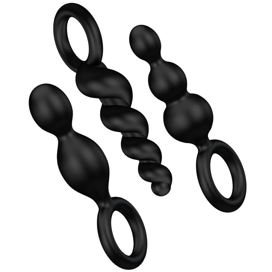 SATISFYER - CONJUNTO DE PLUGUES ANAL 3 PEÇAS PRETO
