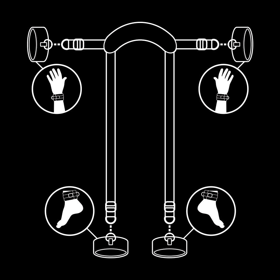 FETICHE SUBMISSIVO - POSIÇÃO DE MESTRE COM 4 ALGEMAS FORRADAS DE NOPRENE
