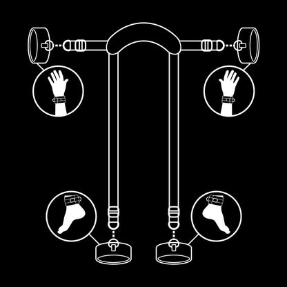 FETICHE SUBMISSIVO - POSIÇÃO DE MESTRE COM 4 ALGEMAS FORRADAS DE NOPRENE