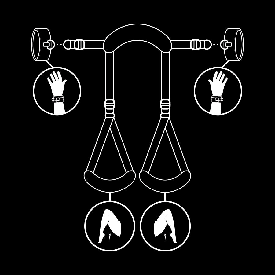 FETICHE SUBMISSIVO - POSIÇÃO DE PERNAS ABERTAS COM ALGEMAS DE FORRO DE NOPRENE