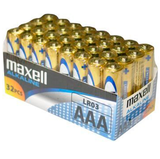 MAXELL - PILHAS AAA LR03 PACOTE*32 UDS