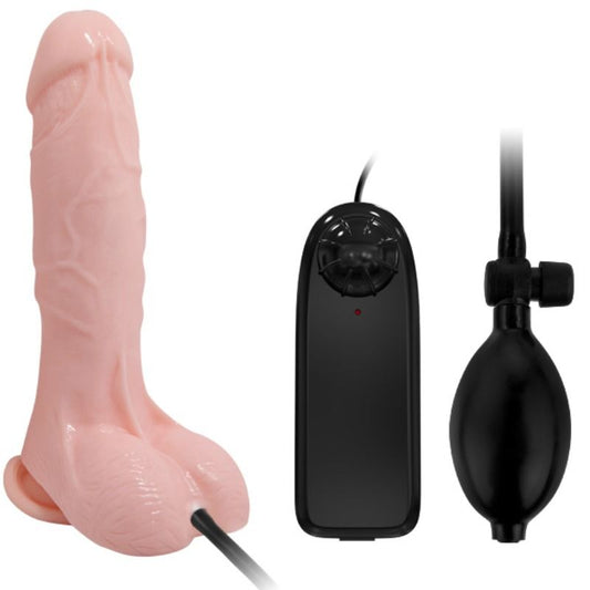 BAILE - DILDO REALISTA VIBRATÓRIO E INFLÁVEL 18,8 CM