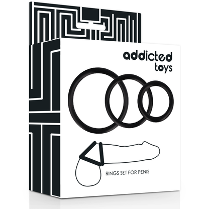 ADDICTED TOYS - CONJUNTO DE ANÉIS PARA PÊNIS PRETO