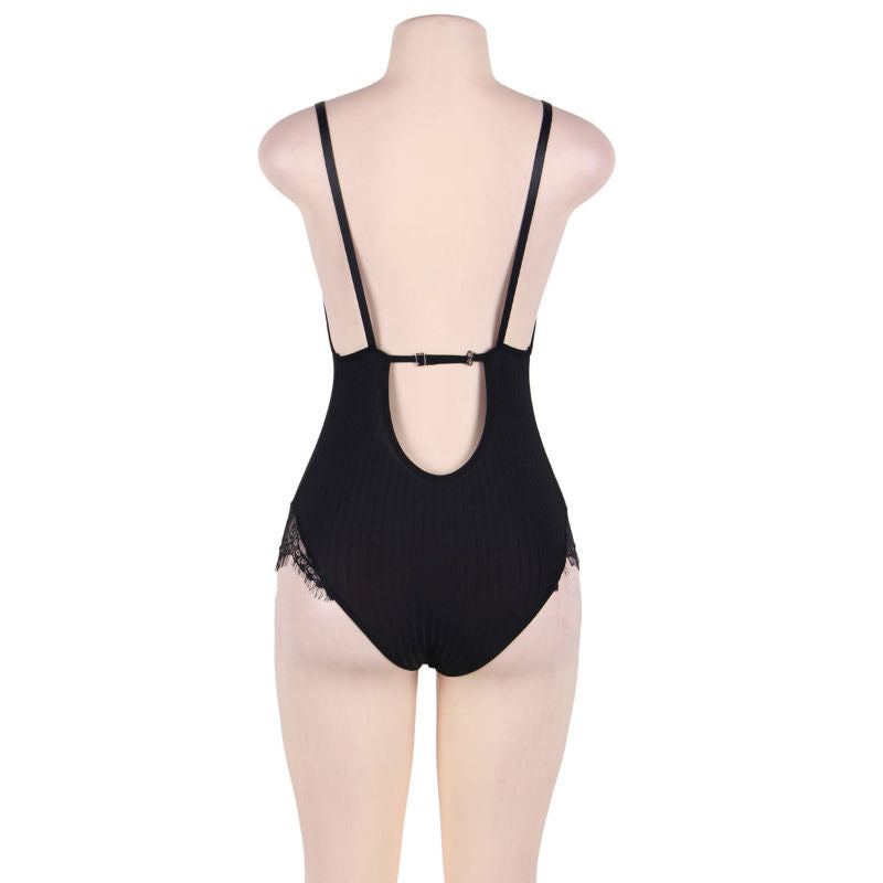 SUBBLIME - QUEEN PLUS TEDDY COM TRANSPARENTES E FRANJAS PRETO