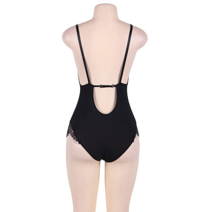 SUBBLIME - QUEEN PLUS TEDDY COM TRANSPARENTES E FRANJAS PRETO