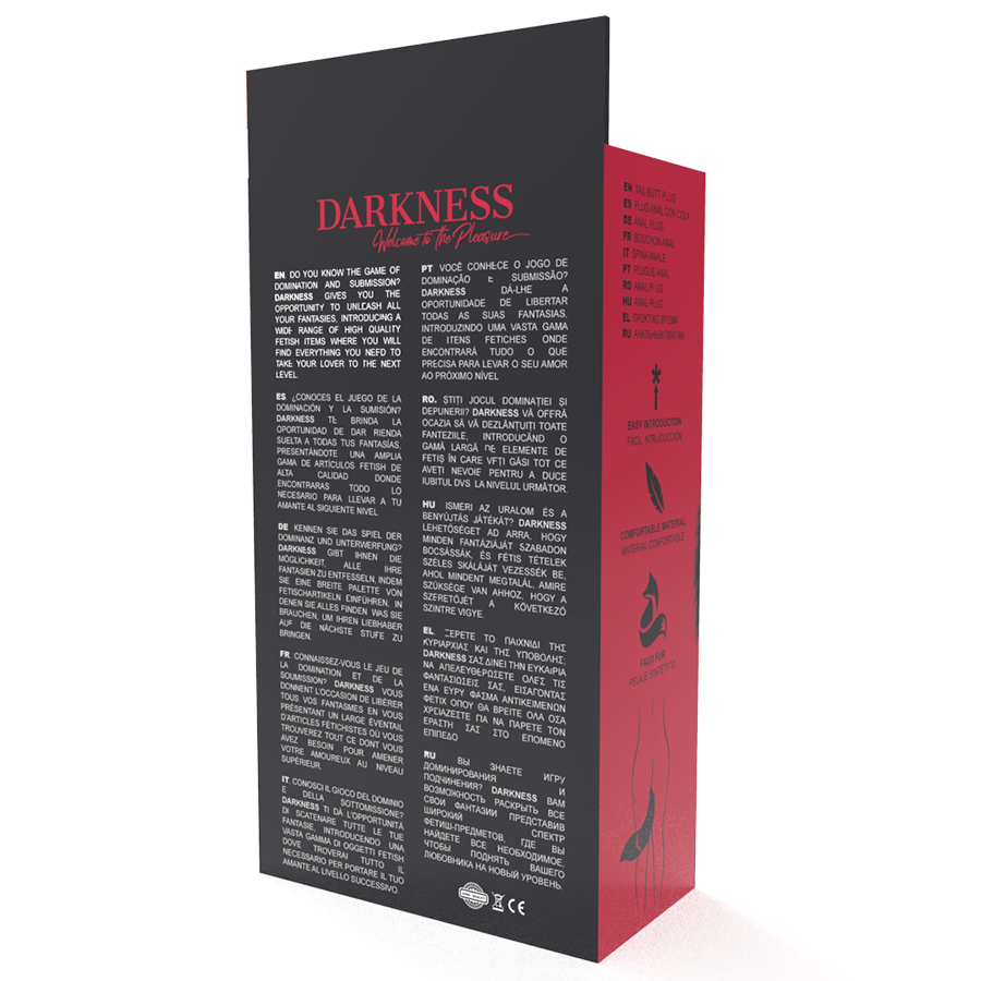 DARKNESS - PLUG ANAL PRATEADO 8 CM COM CAUDA PRETA
