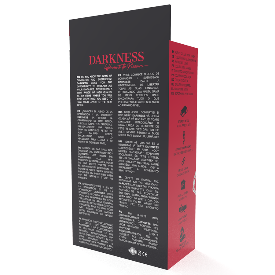 DARKNESS - COLAR DE COURO DE ALTA QUALIDADE COM COLEIRA
