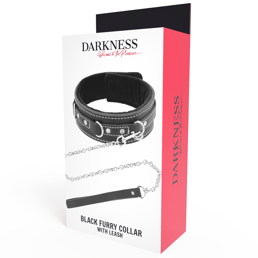 DARKNESS - COLAR DE COURO DE ALTA QUALIDADE COM COLEIRA