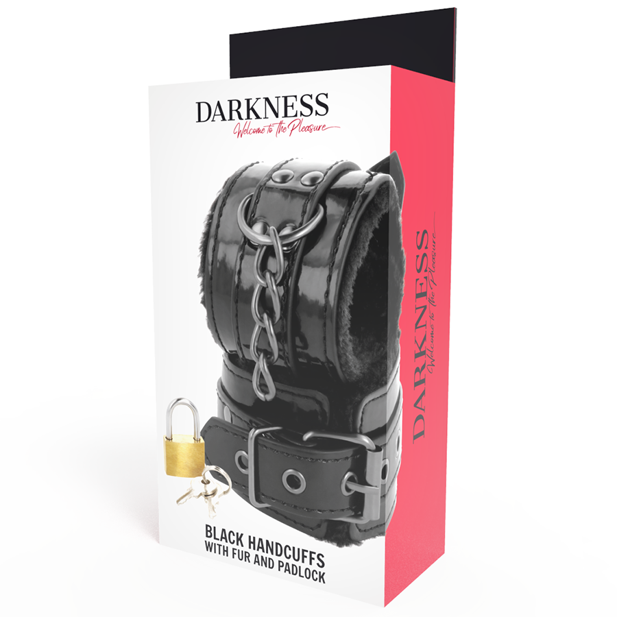 DARKNESS - ALGEMAS DE COURO AJUSTÁVEIS PRETAS COM CADEADO