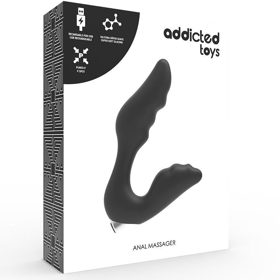 ADDICTED TOYS - PROSTATAVIBATOR, WIEDERAUFLADBAR, MODELL 6 - SCHWARZ
