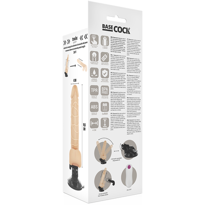 BASECOCK - VIBRADOR REALISTA CONTROLE REMOTO NATURAL COM TESTÍCULOS 19,5 CM -O- 4 CM