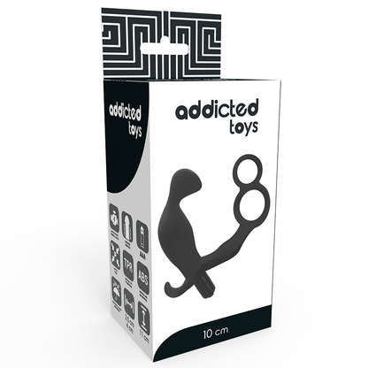 ADDICTED TOYS - ANAL PLUG MIT DOPPELTEM PENISRING UND HODEN SCHWARZ