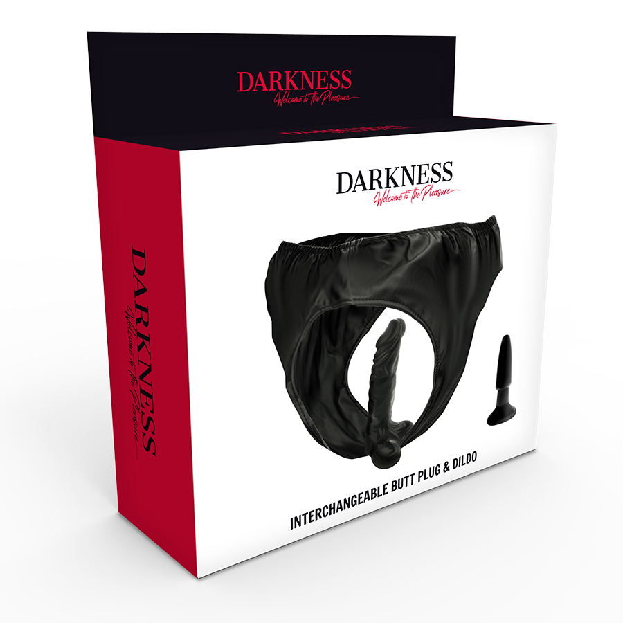 DARKNESS - CALCINHA COM PLUG E DILDO INTERCAMBIÁVEL
