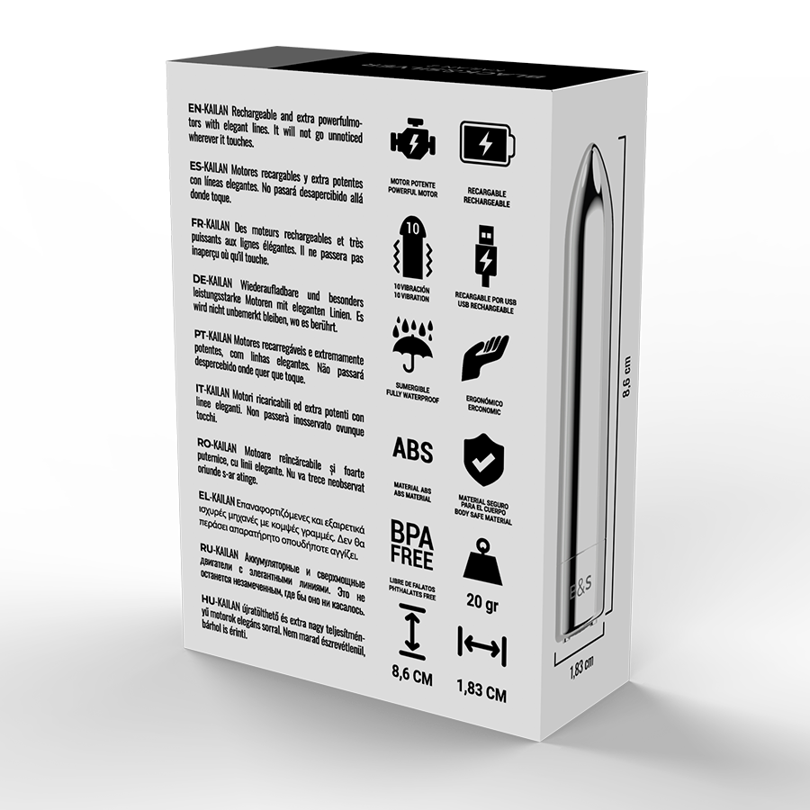 BLACK&amp;SILVER - KAILAN 2 BALA MAGNÉTICA VIBRATÓRIA PRATA