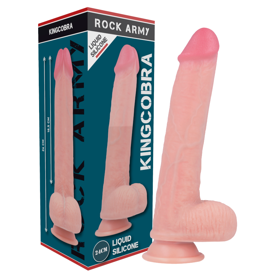 ROCKARMY - SILICONE LÍQUIDO PREMIUM KINGCOBRA REALISTA 24 CM -O- 4,77 CM