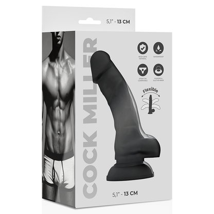 COCK MILLER - SILICONE DENSIDADE COCKSIL ARTICULÁVEL PRETO 13 CM